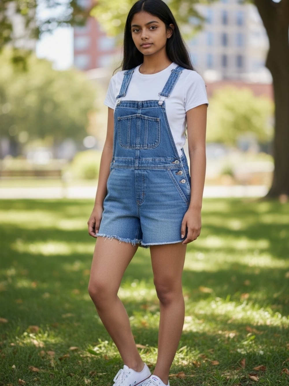 Old Navy Blue Denim 3" Short Overalls